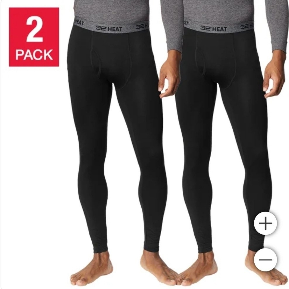 32 Degrees Men's 2-Pack Black Heat Performance Thermal Base Layer Pant XL New